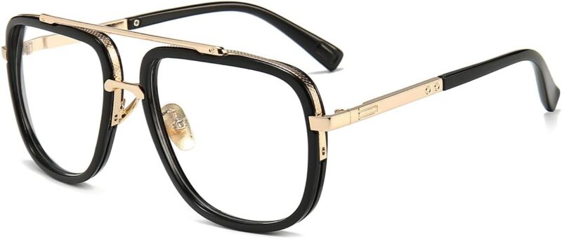 Oversized Square Aviator Sunglasses for Men Pilot Shades Gold Frame Retro Sun Glasses