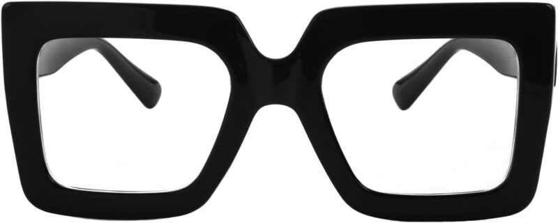 Oversized Square Blue Light Glasses for Women Men Thick Frame Big Computer Eyewear Non-Prescription Eyeglasses