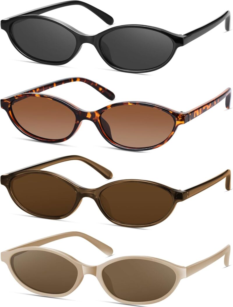 Retro Oval Cat Eye Sunglasses for Women Y2k Designer Trendy Narrow Shades UV protection Sun Glasses